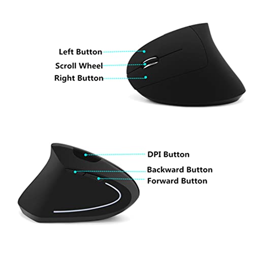 Left-Handed Mouse, Rechargeable 2.4G Wireless Ergonomic Vertical Mice With Usb Receiver, 6 Buttons And 3 Adjustable Dpi 800/1200/1600 For Laptop Computer Pc Desktop (Left Hand) #TOP5