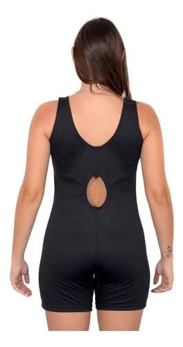 Maio Macaquinho Hidroginástica + 01 Touca Grátis (P, Preto e Azul)