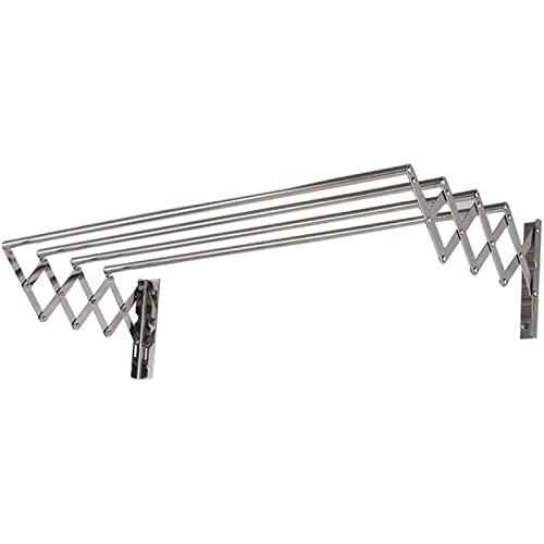 Tendedero Telescópico Plegable para Ropa, Tendedero para Baño Montado En La Pared, Tendedero De Acero Inoxidable, Extensible, Ahorro De Espacio, 4 Rieles Plateado,60cm Cover