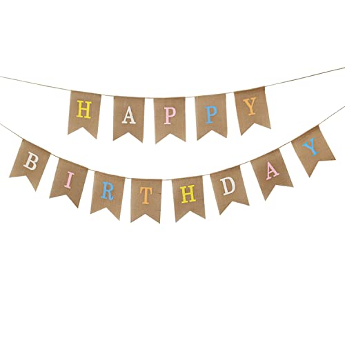 Happy birthday girlande,Hessian Birthday Banner für geburtstags Party Decoration,weddings, baby showers, Christmas Cover