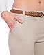 Kendindza Chino Damen Hose Stretch mit Gürtel Stoffhose Damen elegant lang (M, Beige)