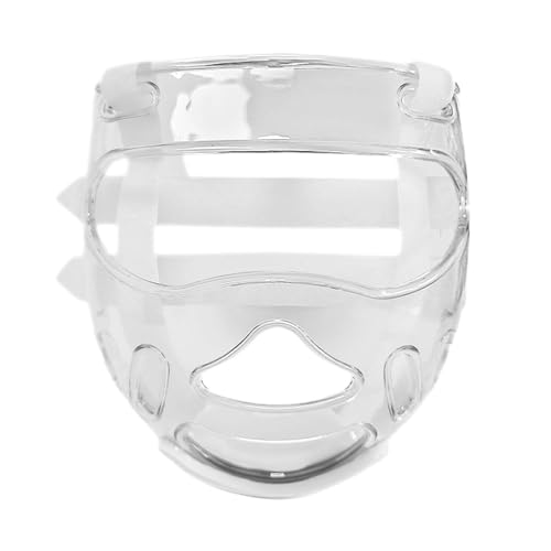 Máscara facial de taekwondo para adultos y niños, protector de lucha libre, correa blanca, transparente, 19 x 19,5 cm