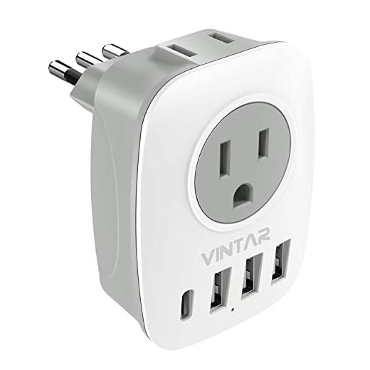 Italy Travel Plug Adapter, VINTAR US to Italy Power Adapter with 2 American Outlets, 3 USB and 1 USB-C Ports, 6 in 1 Type L Plug Adapter for USA to Italy Uruguay Chile