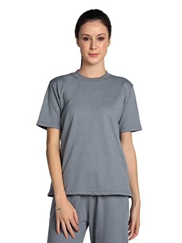 Image of CHKOKKO Women's Terry Cotton Loose Fit Half Sleeve Casual Style T-Shirt