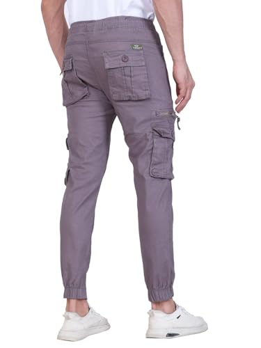 Image of Men's Cargo Pants with Pockets, Cotton Joggers, 6 Pocket Casual Trousers, Track Pants for Office and Parties, Comfortable
