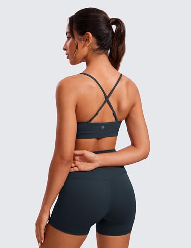 Image of CRZ YOGA Butterluxe V Neck Sports Bras | Light Support, Removable Pads, Yoga, Extremely Soft, Square Back, Adjustable Spaghetti Straps, for Women