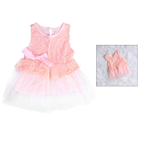Vestido de tule sem mangas para bebês meninas tamanho 4 (rosa), rosa, L