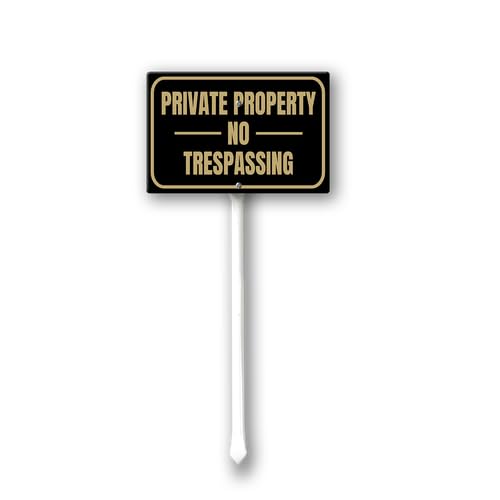 Private Property No Trespassing Sign with Stake 8 x 12 inch Outdoor Aluminum Sign for Lawn Yard Garden Decor,Easy to Install,Outdoor Use