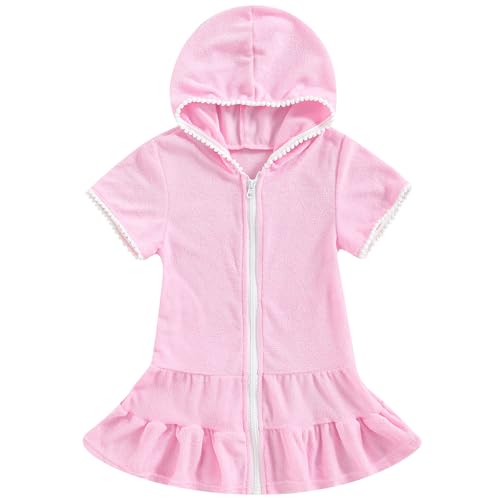 Image of Mubineo Toddler Girl Long Sleeve Swimsuit Beach Dress Cute Cover Ups Ruffle Bathing Suit Cover Up Kimono Kids Swimwear