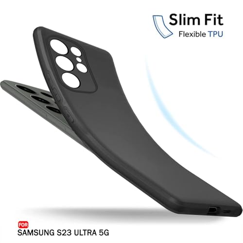 Image of TheGiftKart Liquid Silicone Back Cover Case for Samsung S23 Ultra 5G | Soft Micro-Fibre Lining Inside | Camera & Screen Protection | Shockproof Back Cover Case for S23 Ultra 5G (Silicone, Black)