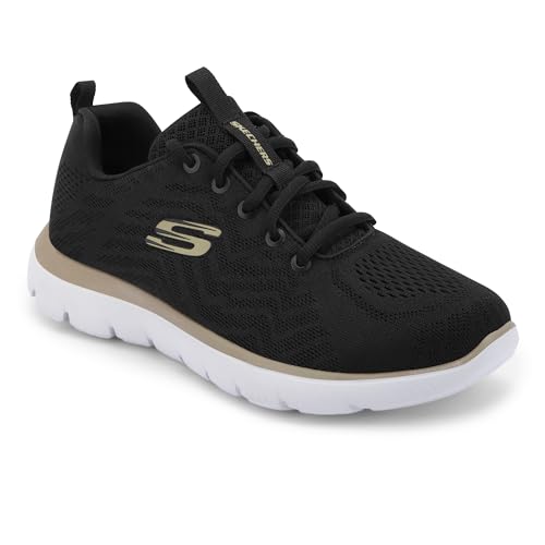 Image of Skechers Womens Summits Black Gold Casual Slip On Shoe
