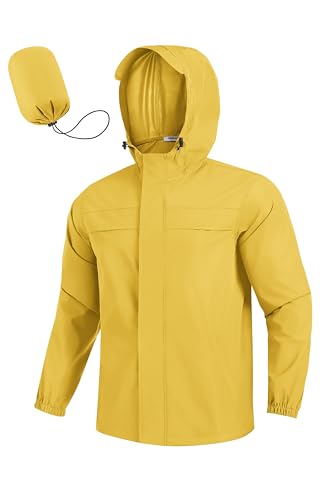 COOFANDY Men's Rain Jacket Waterproof Lightweight Windbreaker Packable Hooded Raincoat for Hiking, Cycling, Golf & Travel