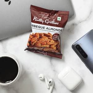 Image of Nutty Gritties Barbeque Almonds ((Pack of 7-21g Each))
