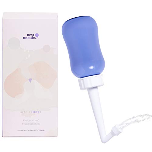 Next 9 Months Peri Bottle - Soothing Postpartum Essentials for New Mom - Large Easy to Squeeze Flask with Squirt Nozzle - Portable After-Birth Bidet for Personal Perineal Care, Cleansing, Recovery