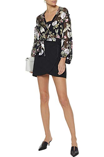 LUST FOR – Mini falda de ante con cremallera para mujer Negro Negro ( 42