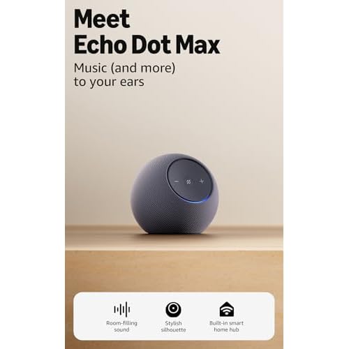 Amazon Echo Dot Max (newest gen), Alexa speaker with room-filling sound and built-in smart home hub, Graphite