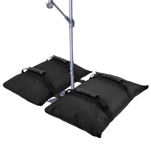 Umbrella Base Weight Sand Bag with Handle, Sand Bags for Weight, Umbrella Sandbag Weights, Stable and Versatile Fillable Weight Bag, Sturdy Black Weighted Base Sandbag for Outdoor Usage (49*26cm)