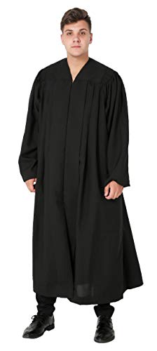 IvyRobes Unisex Plymouth Clergy Robe Judge Robe Pulpit Robe Black
