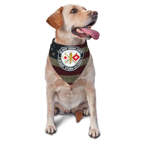 US Army Signal Corps Desert Storm Veteran Dog Scarf Pet Bandana Cat Pet Bibs