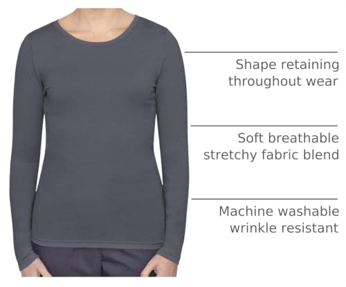 Image of Healing Hands Underscrub Long Sleeve Women Knits Scrub Tops | Soft Cotton Blend Knit, Breathable Stretch Comfort, Machine Wash, Easy Care Fabric, Ideal For Layering Under Scrubs