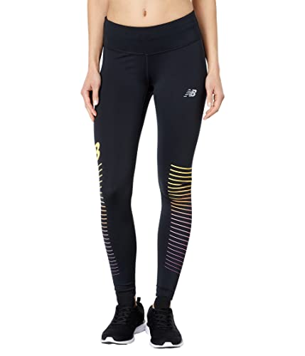New Balance Women's Accelerate Tight, Reflective Black Multi, X-Small
