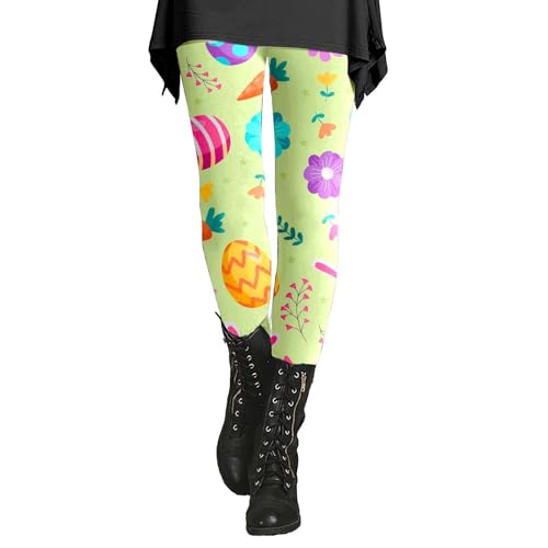 Leggings Push Up Mujer Pascua - Tummy Control Pantalones Yoga - Talla grande Otoño Invierno Cálido Medias - 2024 Medias de running Cómodo Impreso Traje Deportivo - Térmicos, amarillo, XL