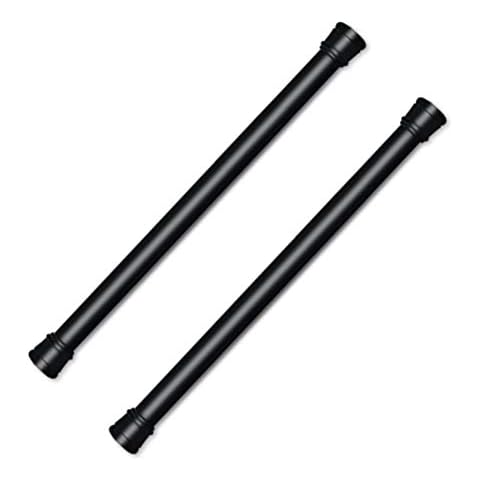 Bettli Spring Loaded Curtain Tension Rod Bit Holder Extensions Pack of 2 12-20 inches Black Cover