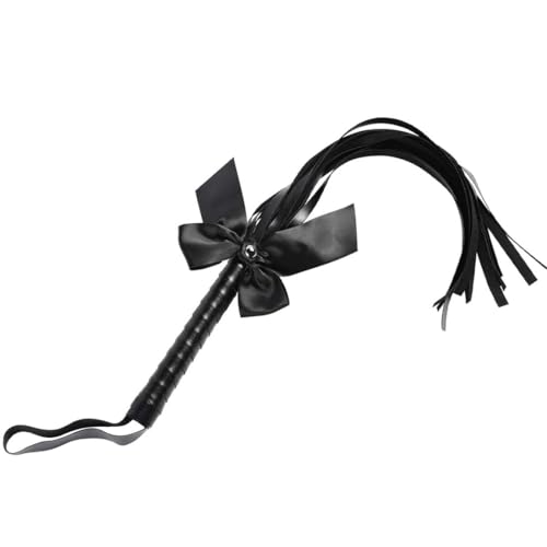 NHPY 1 Stück Leder Reitgerte, Taktische Peitsche, Schwarze Whippferdepeitsche, Gerte Für Pferde Reitgerte Für Pferd Das Tägliche Training, Pferd Springen Rennen,Peitsche Für Sklaven Mit Bogen, Fransen