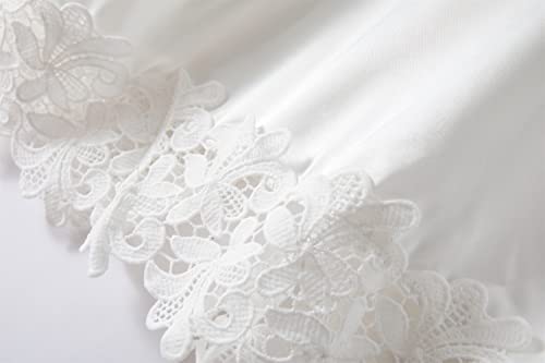 Women Lace Trim Robe Short Kimono Gown Silky Bathrobe for Bride Bridesmaid Nightgown4