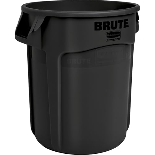 Image of Rubbermaid Commercial Products BRUTE Heavy-Duty Round Garbage Can with Venting Channels, 20-Gallon, Black, Waste Container for Landscapers /Construction /Restaurants /Warehouses /Driveway, Pack of 6