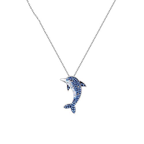 Delphin Halskette Weiblichkeit Schlüsselbein Kette Kristall Sterling Silber Anhänger Geschenk