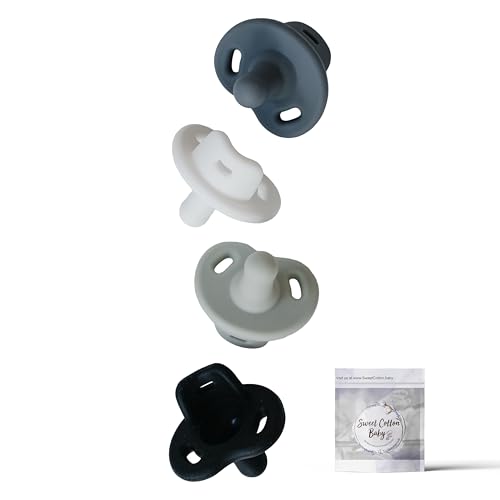 Image of Sweet Cotton Baby Soft Silicone Pacifiers (4 Pack) – One Piece Design - Comfy BPA Free Soothie Silicone Pacifier for Newborns & Toddlers, Pacifiers 0-36 Months