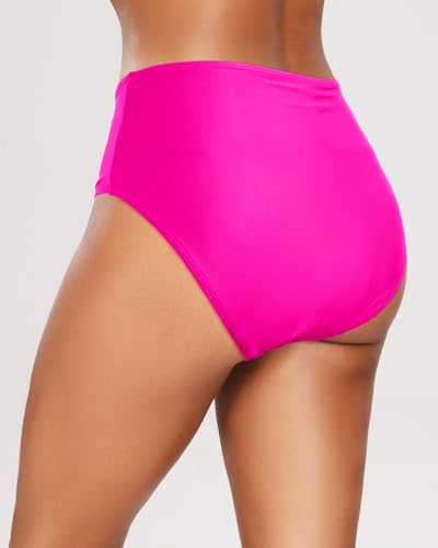 Image of Tempt Me Womens High Cut High Waisted Bikini Bottoms Tummy Control Bathing Suit Bottoms Swim Bottom Swimsuit Bottom