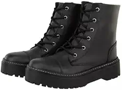 Bota Blogueira Coturno Feminina Retta Tendência Preto