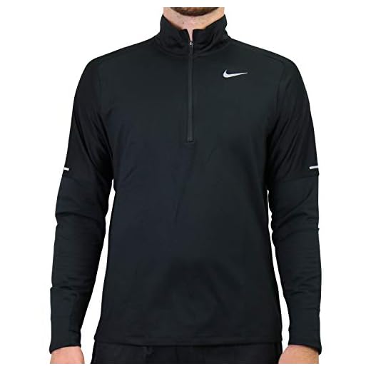Nike Men's Dri-FIT Element Half Zip Running Top, Black/Reflective Silver, Medium