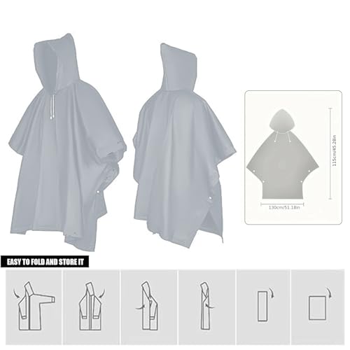 Image of Allextreme EVA Poncho Raincoat Transparent Hooded Water Resistant Rain Jacket with Sleeves for Women Men Camping Rainy Season Travel (Grey)