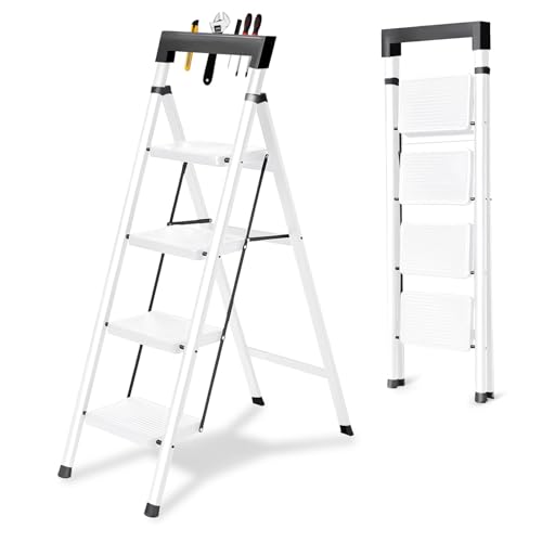 脚立 折りたたみ式 手すり付き 室内・屋外用 耐荷重150KG コンパクト 省スペース 滑り止め付き 4段