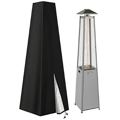 Triangle Patio Heater Cover, Waterproof 87 x 24 x 21 in Pyramid Heater Cover for Outdoor Use, 210D Oxford Fabric with Silver Coating, Zip and Drawstring, Fits Most Large Heaters