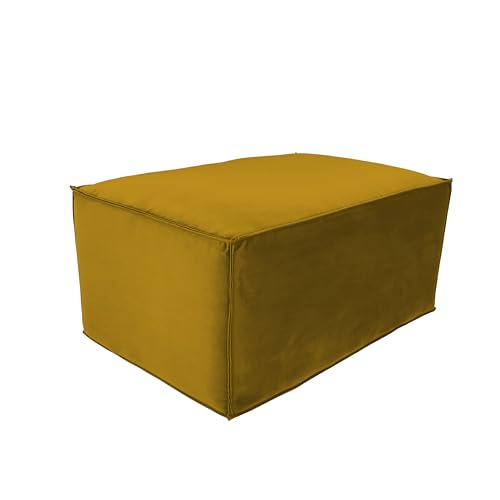 Factory Direct Partners Velvety and Vinyl Overstuffed Rectangle Ottoman for Living Room, Lounge, Office - Dijon