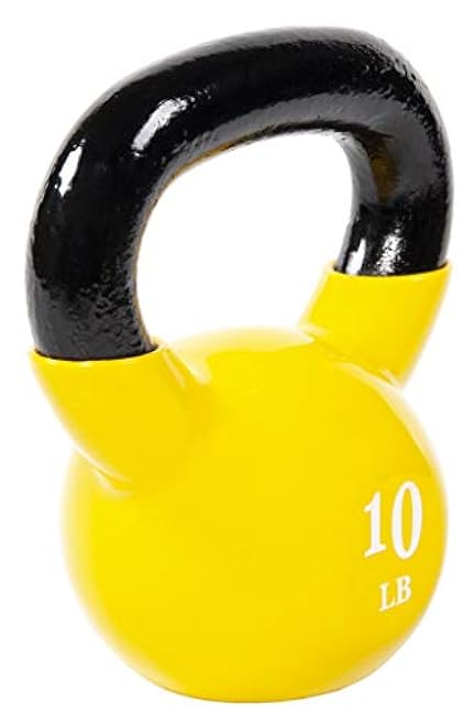 Signature Fitness All-Purpose Color Vinyl Coated Solid Cast Iron Kettlebell Weight