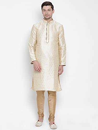 Image of VASTRAMAY Men's Blue Cotton Silk Blend Kurta