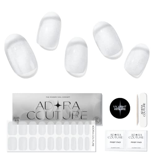 Adora Couture NG200168 Semi Cured Gel Nail Strips Clear | 20Pcs Transparent Magnetic Glaze Strong Nail Wraps Kit For Women | Gel Nail Stickers cover