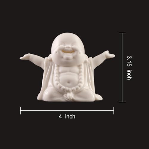 Estatua Pequeña de Buda Feliz Blanca de Cerámica para Decoración miniatura 2