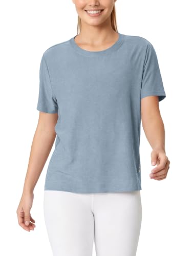 Image of ODODOS Women's Performance Cropped Tee Ultra Soft odSTRATUM Tech Short Sleeve Relaxed Top Crew Neck T-Shirts