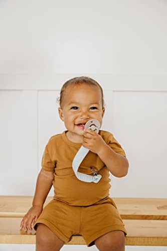 Image of Copper Pearl 3-Pack Pacifier Holders: Premium Knit Binky Clips for Baby Girls and Boys - Stylish Stainless Steel Design for Secure No-Drop Attachment