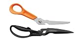 Fiskars Nożyczki wielofunkcyjne Cuts + More, Długość: 23 cm, Powłoka tytanowa, ostrze ze stali nierdzewnej/uchwyty z tworzywa sztucznego, Czarno-pomarańczowe, 1000809
