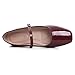 LUXINYU Women's Patent Leather Mary Jane Flats Classic Square Toe Ballet Flat Shoes with Buckle Strap Comfortable Work Flats,Red 9