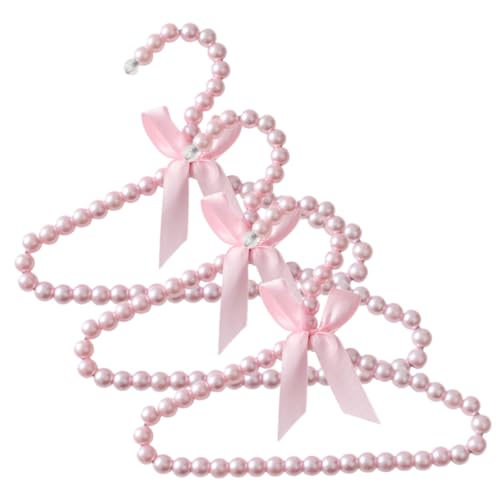 Toyvian 3 Piezas Percha De Pantalón Perchas para Pantalones Elementos Mascota Beige Bebés Infantes Paquete Juguete Cosas De Besos Equipo Lana Mini Rosa El Plastico
