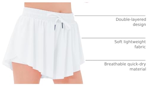Image of Stelle Girls Flowy Shorts with Pockets Athletic Running Skirt High Waist Butterfly 2 in 1 Sports Short 5-16 Years