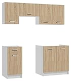 TRANS-PAL Kitchen Units - Set of 5 / Oak or White / Cupboard Cabinet Sink Base & Wall Units
